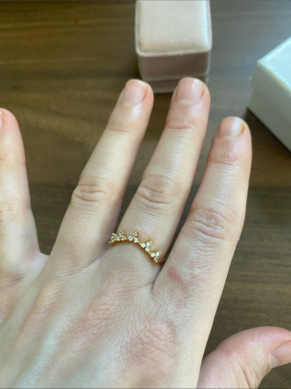 Local Eclectic Sprinkle Frosted Arc Ring - White Topaz - Picture 5 of 5